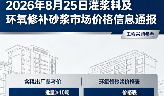 桃源2026年8月25日灌浆料及环氧修补砂浆市场价格信息通报